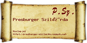 Presburger Szilárda névjegykártya